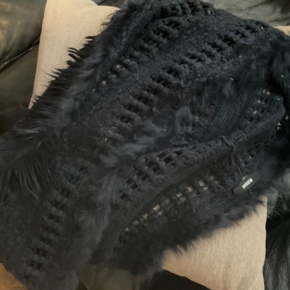 Rudsak Authentic black Rabbit fur and Wool infinity scarf - Picture 3 of 8